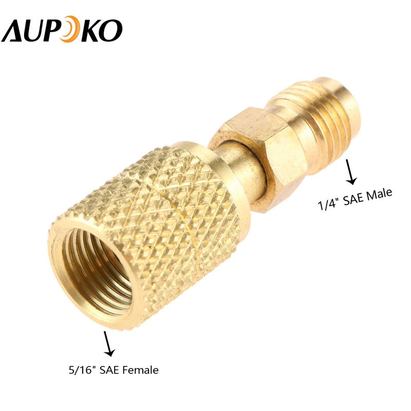 Aupoko R410A Straight Swivel Adapter, R410A Mini Split Adapter with 5/16â€™â€™ SAE Female x 1/4â€™â€™ SAE Male Quick Couplers Thread, Fits for HVAC Air Conditioner Mini Split System - 2 PC - Image 3